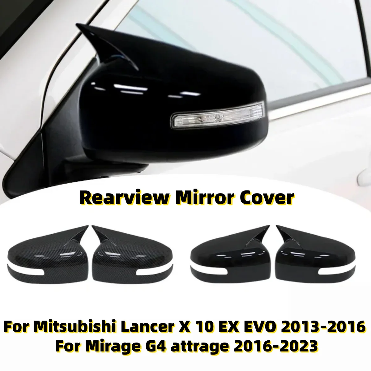 Car Door Side Wing Rearview Mirror Cover Cap Trim For Mitsubishi Lancer X 10 EX EVO 2013-2016 For Mirage G4 attrage 2016-2023