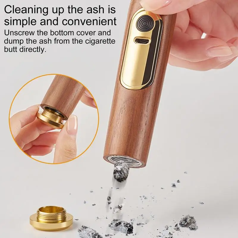 Handheld Mini Ashtrays Cigar Cover Anti Soot-flying Portable Car Ashtray Wood Cigar Holder For Working Driving Soot Holder