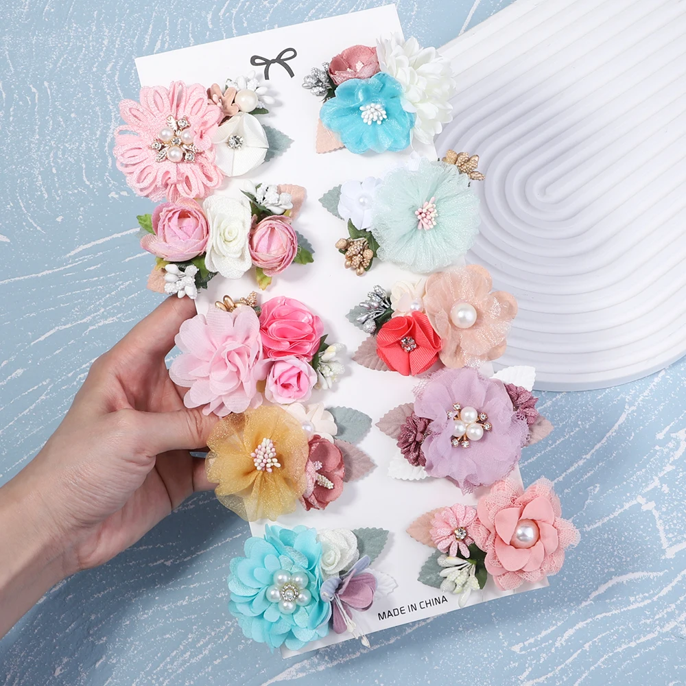 3Pcs/Set Baby Artificial Flower Hair Clip Kids Girls Hairpins Cute Flowers Barrettes Hairgrip Decorate Headwear Hair Accessories