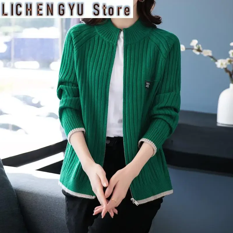 Autumn Winter Cardigan Sweater Jacket Women New Fashion Casual Loose Zipper Knitted Sweater Female Outerwear Ladies Tops 4