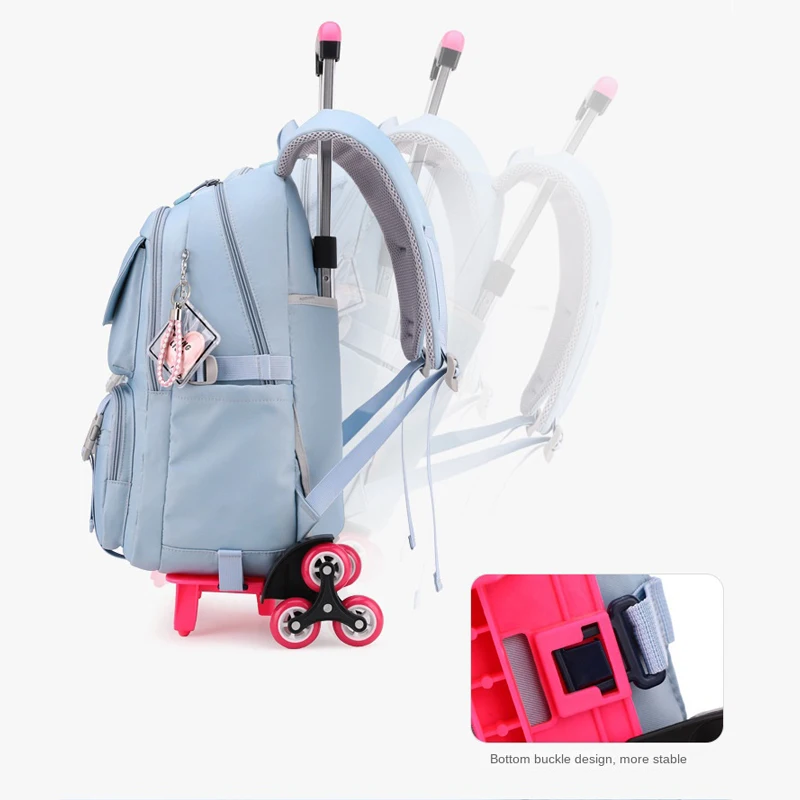 School Backpack with Wheels Trolley School Bag for Teenagers Girls Rolling Backpack Students Children Schoolbag Travel Bags sac