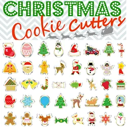 1pc Stainless Steel Christmas Cookie Cutters Xmas Tree Star House Bells Santa Claus Snowflake Baking Cake Biscuit Fondant Mold