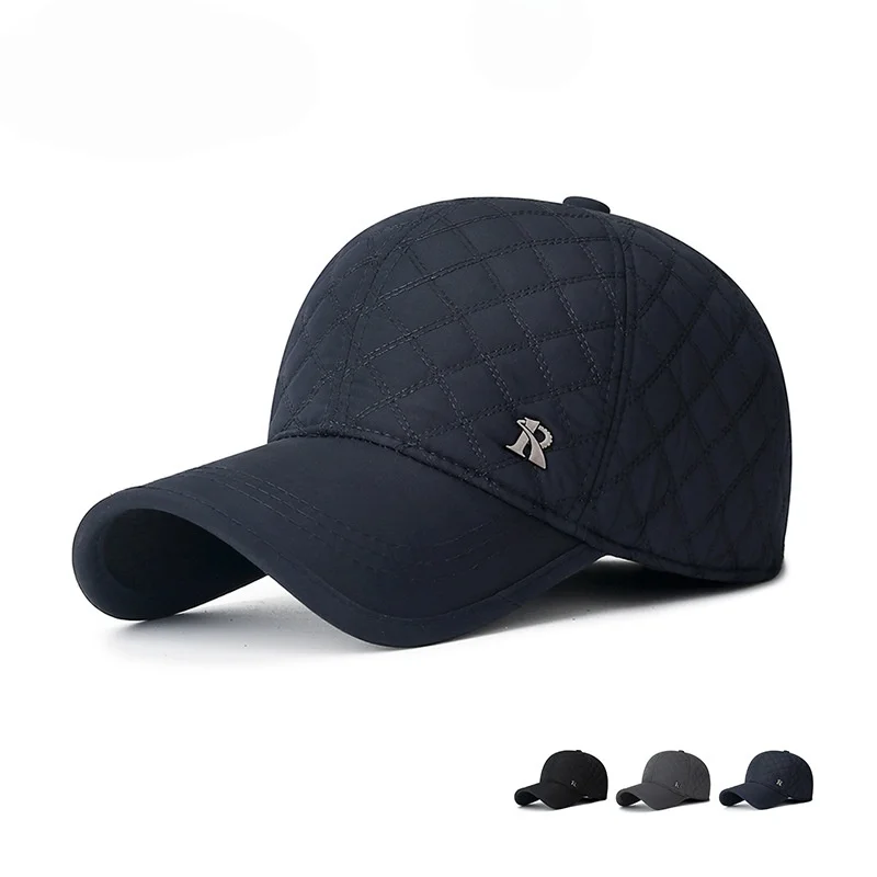 New Winter Outdoor Hat for Middle-Aged Men with Ear Flaps, Fleece-Lined for Warmth Cycling Baseball Cap