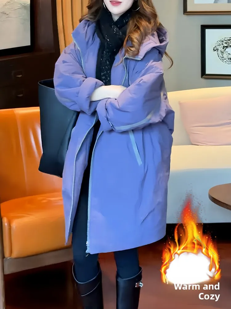 

Korean Sle Faionable Windproof round Nedown Jaet Women's Winter Thiened Fce Lined Hooded Coat Ele And Suitable