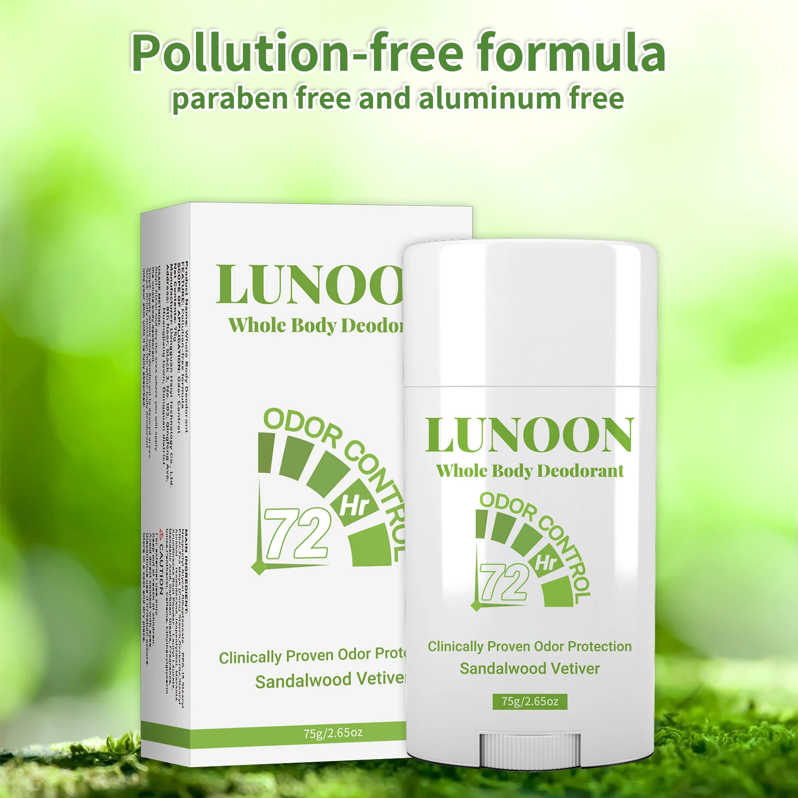 Unisex Whole Body Deodorant Stick 75g Lasting Odor Control for Underarms Feet & Body Aluminum & Paraben Free, Sandalwood Scent