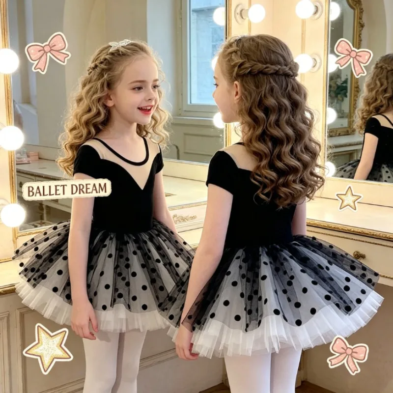 

Black Long Sleeve Kids Dance Outfit Girls Chinese Dance Grade Training Clothes Split Ballet Skirt Toddler Dance Practice Costume