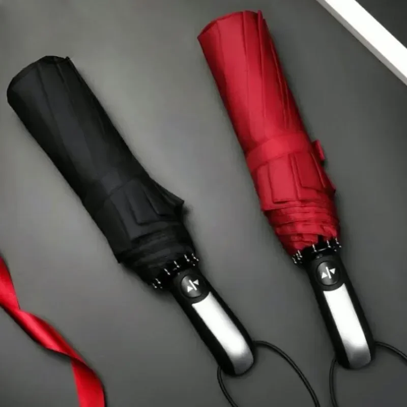 Automatic Folding Vinyl Umbrella, Ten-Bone Umbrella Is Strong, Windproof and Rainproof, Large Umbrella for Business Use