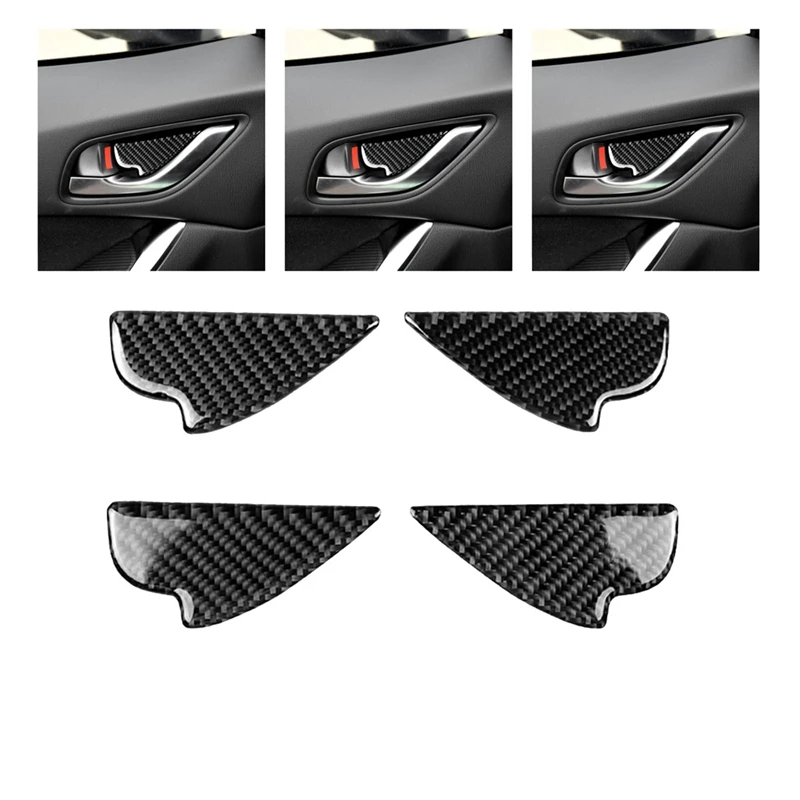 Carbon Fiber Interior Door Handle Bowl Panel Cover Trim for Mazda 2 3 6 Demio CX-3 CX-5 CX-7 CX-9 MX5 2017 2018 2019