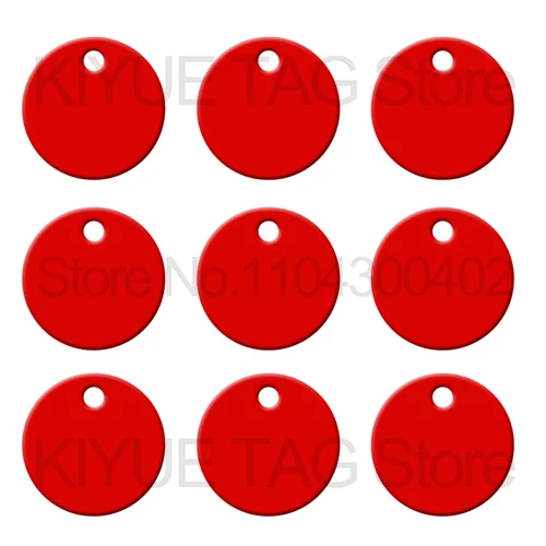 KIYUE Großhandel 100 Stück runde Hunde-ID-Tags aus Aluminium, Namensschild, eloxiertes Etikett, Anhänger, Kette, hängende Schlüssel, personalisiertes Namens-ID-Tag 6