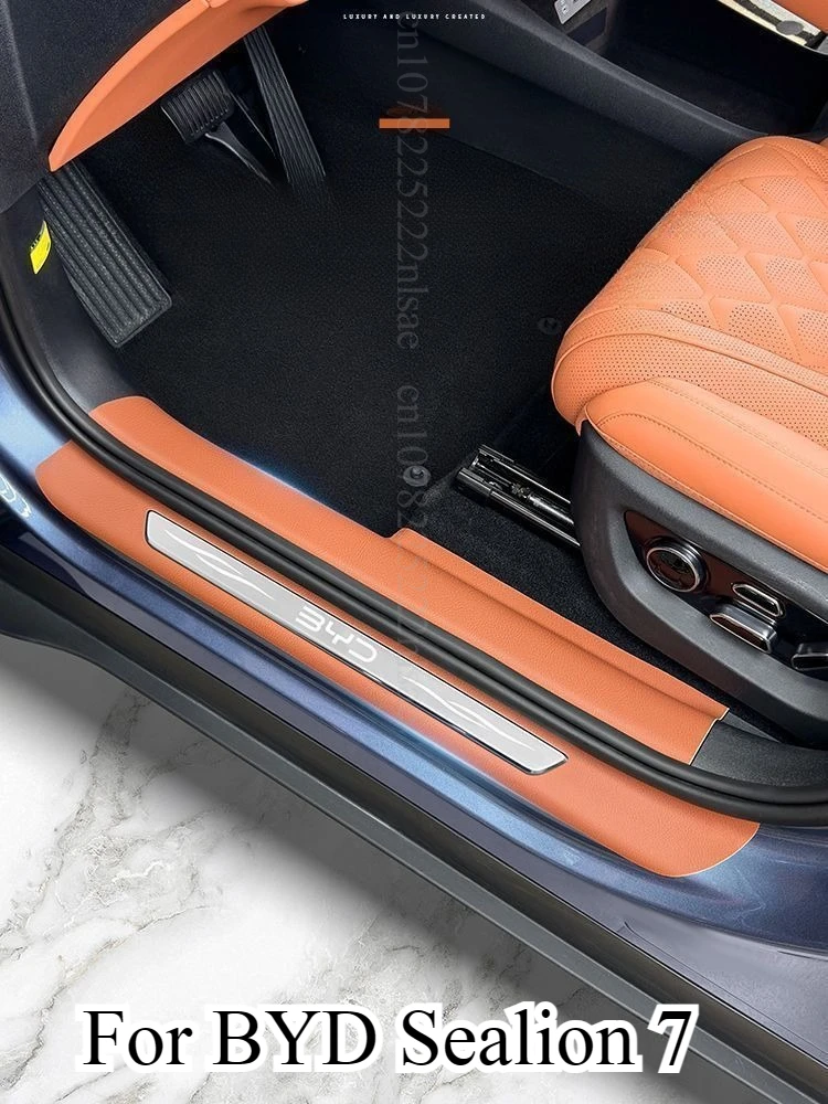 

For BYD Sealion 07 BYD Sealion 7 Original Car Door Sill Strip Accessories Leather Door Sill Kick Pad Welcome Pedal Protection