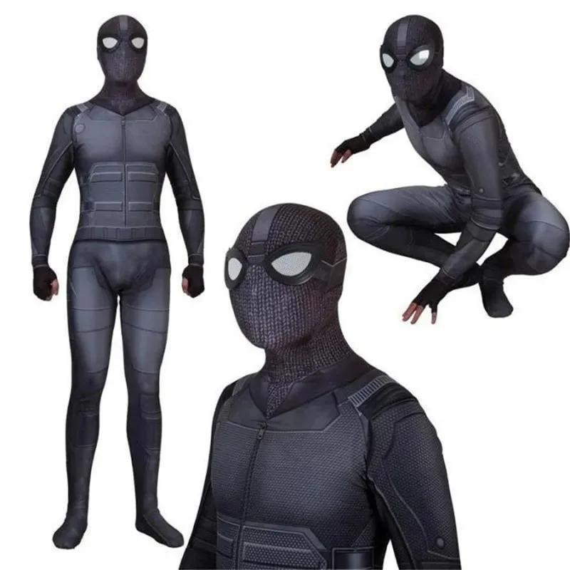 

2025 New Halloween Halloween Ver Van Huis Spidercosplay Stealth Black Costume Zentai Suit Adults Bodysuit Men Party Jumpsuits