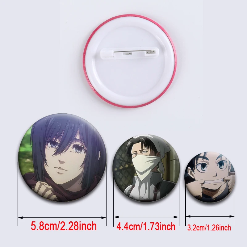 Anime Attack on Titan Soft Button Pin Creative Brooch Eren Levi Armin Arlert Erwin Badge on Bag Clothes Accessories Fashion Gift