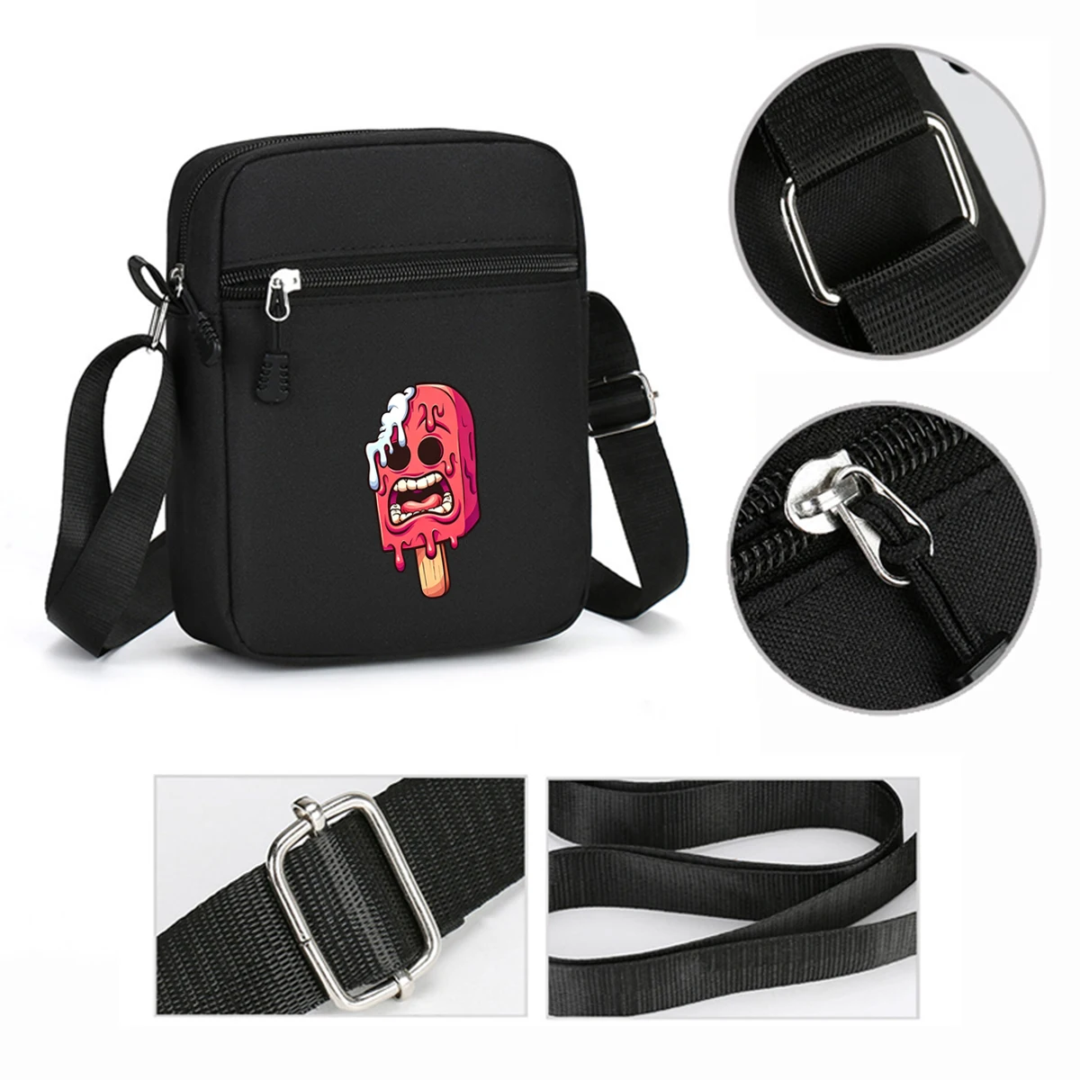 2pcs Cartoon Print Baseball Cap&Crossbody Bag Set-Snapback Hat-Baseball Cap-Streetwear Style,Casual Wear-Urban Fashion Accessory