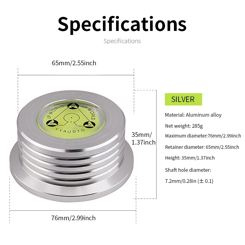 YYAUDIO Premium LP-platenspelerstabilisator - gelegeerd staal, 50 Hz compatibiliteit - Verbeter uw luisterervaring van vinyl