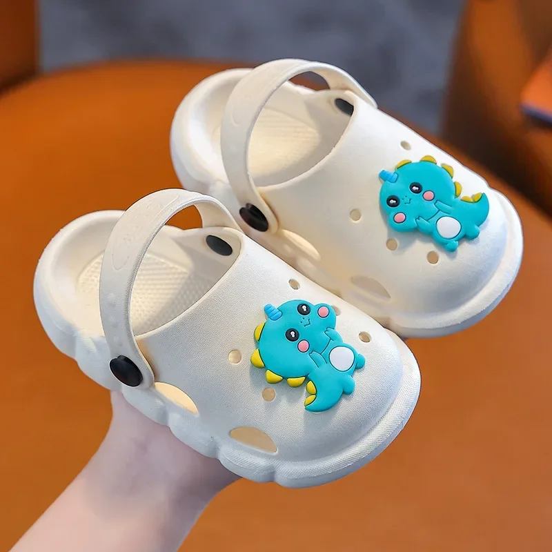 Kids Hole Shoes Children Beach Slippers Lovely Cartoon Pattern Babies Indoor Footwear Girls Boys Non-slip Soft Bottom Sandals