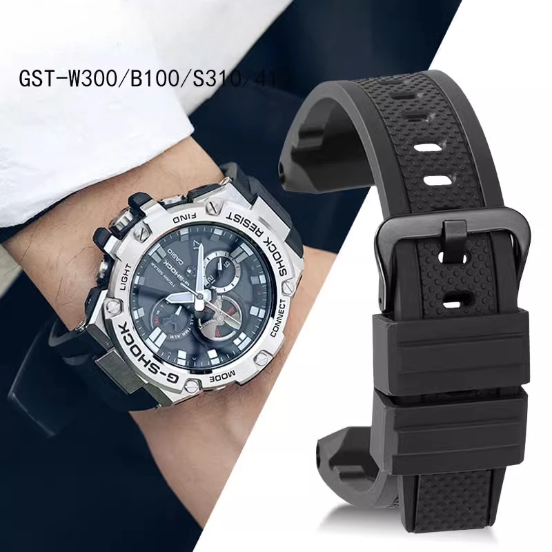 Per Casio G-Shock Steel Heart Series cinturino nero interfaccia concava cinturino in materiale in resina siliconica ipoallergenica 26x14mm