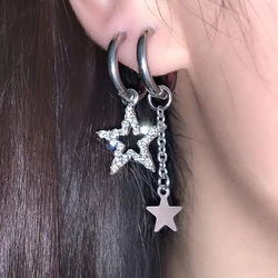Egirl Jewelry Shiny Star Chains Hoop Earrings Korean Fashion DIY Crystal Earrings forWomen Girls Punk Accessories Y2K Grunge