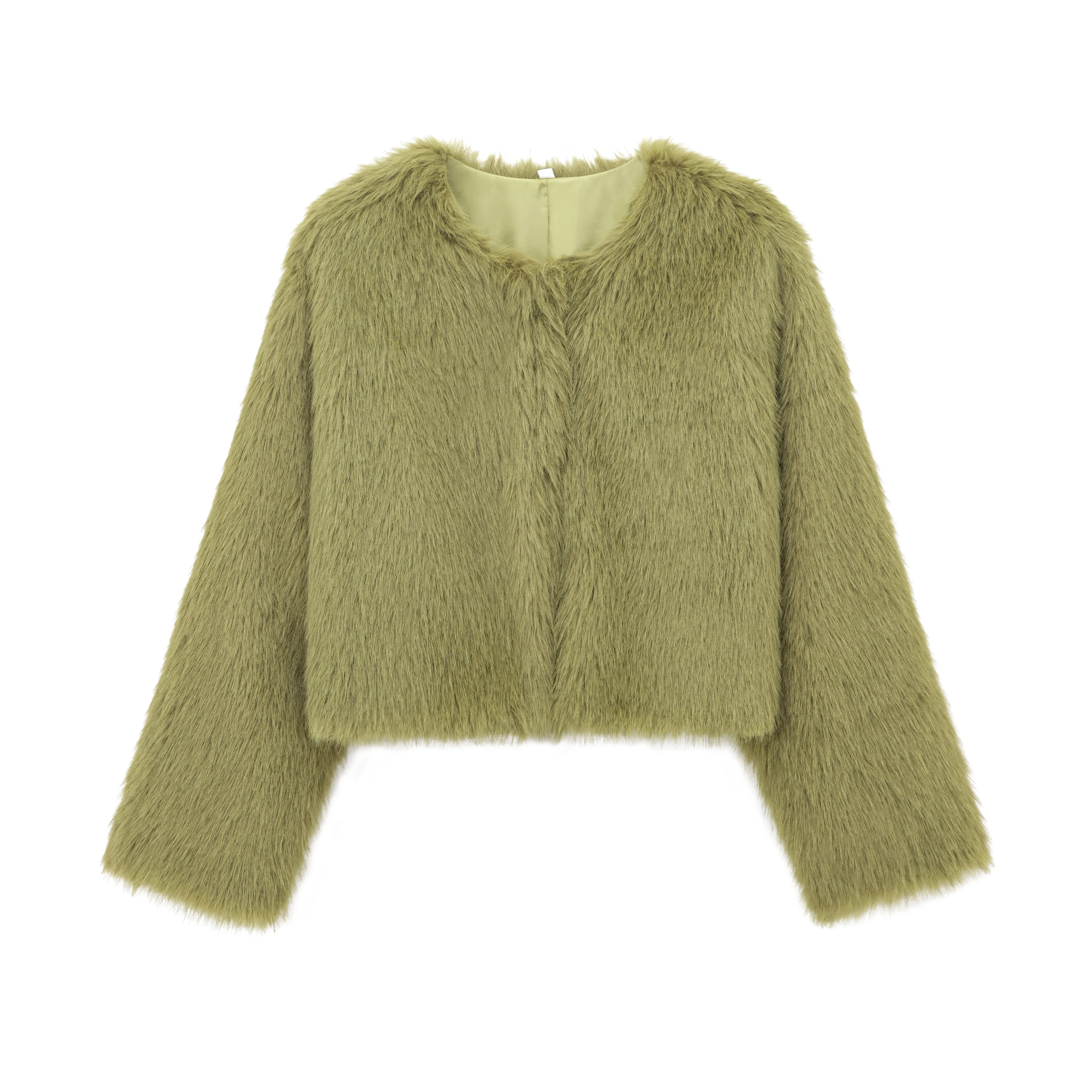 Cappotto in pelliccia artificiale autunno e inverno nuova moda da donna effetto pelliccia artificiale girocollo manica lunga giacca corta