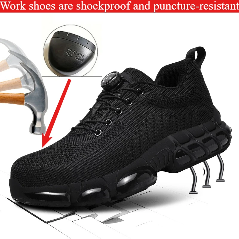

Защитная обувь с вращающейся кнопкой, мужская рабочая обувь с защитой от ударов и проколов, модная мужская защитная спортивная обувь, защитные ботинки мужские