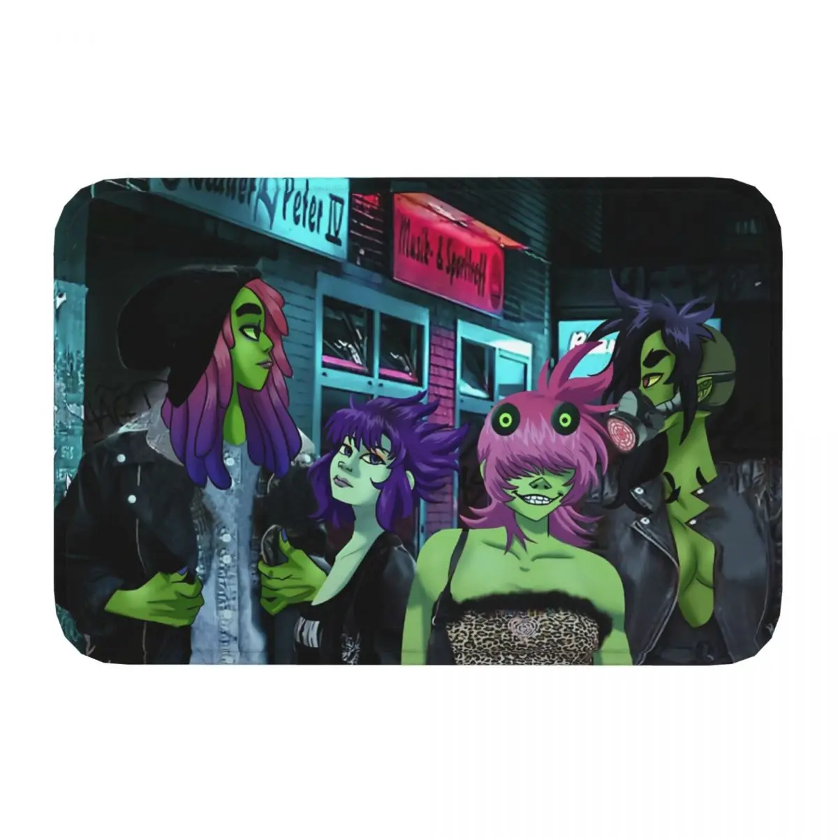 Gorillaz Virtual Band Anti-Slip Doormat Kitchen Mat Ghoulz Through The Streets Floor Carpet Welcome Rug Bedroom Decor