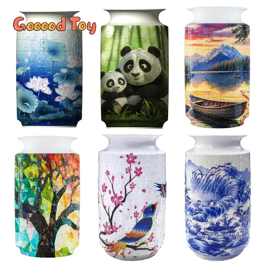 ثلاثية الأبعاد لغز زهرة زهرية لترتيب الزهور الإبداعية DIY بها بنفسك زهرة زهرية ثلاثية الأبعاد لغز زهرية زجاجات مقاومة للماء ديكور المنزل