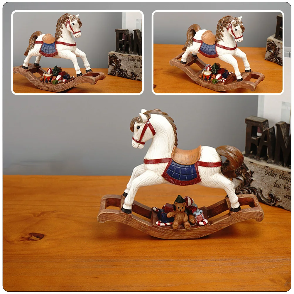 

Small Resin Rocking Horse Christmas Desktop Ornament Delicate Resin Hobbyhorse Shape Adornment Xmas Indoor Decor Home Decoration