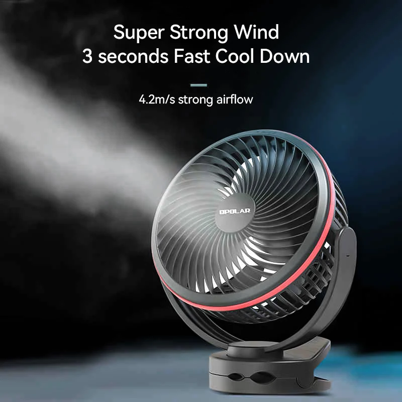 OPOLAR Rechargeable Wireless 8inch Clip Fan Mini Air Cooler with Timing Ceiling Fan for Baby Stroller Outdoor Camping Tent Home
