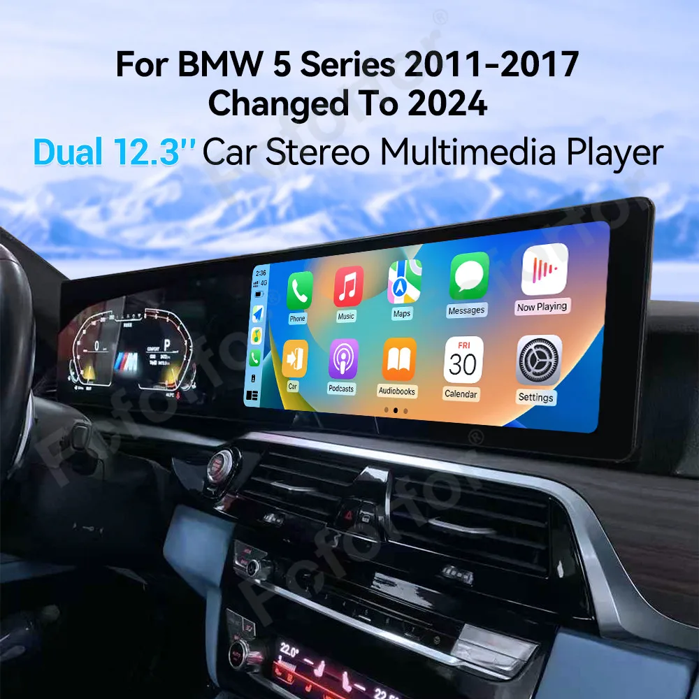 CarPlay 4G WiFi For BMW 5 Series 2009-2017 Android 13.0 Multimedia Player 12.3 