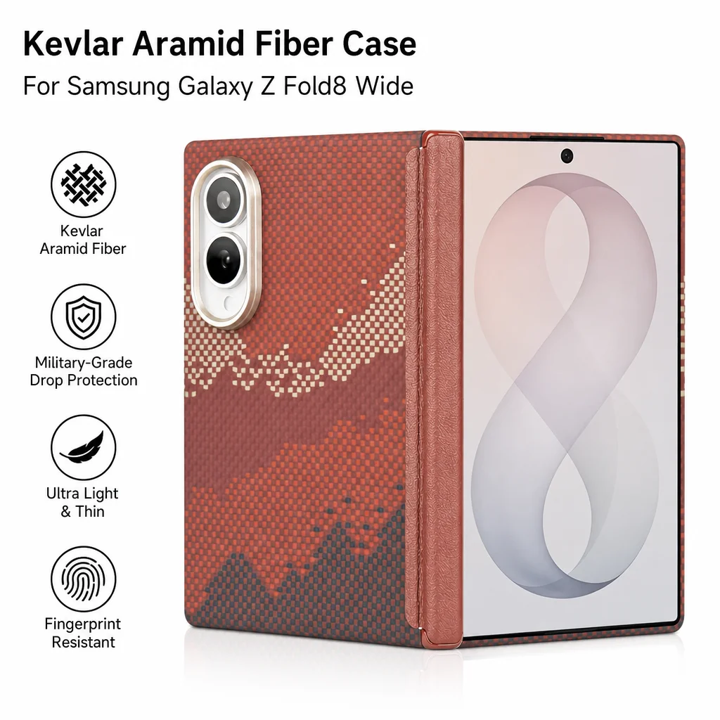 Prawdziwe etui z włókna aramidowego Kevlar do Samsung Galaxy Z Fold8 Fold 8 Wide Ultra z zawiasem Magsafe, ultracienkie etui z włókna węglowego. — zdjęcie produktu 2