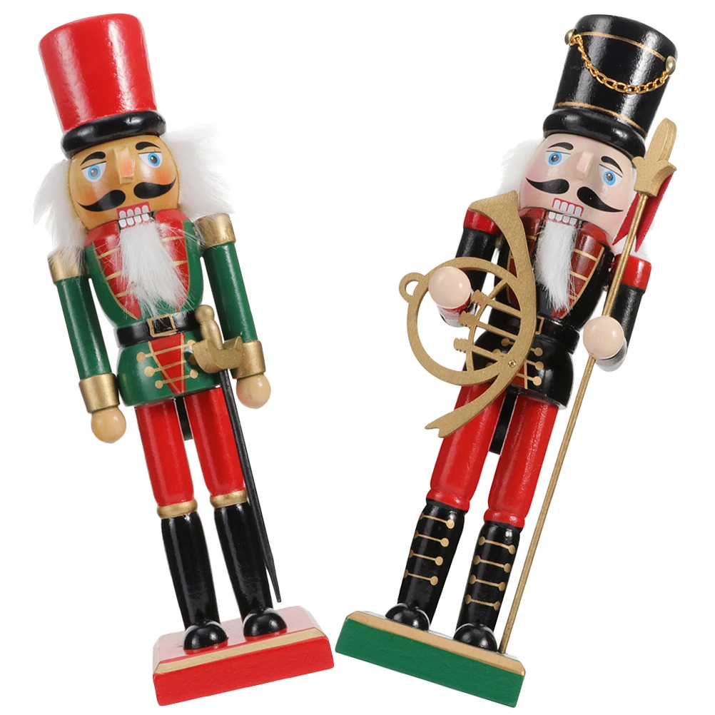 

2 Pcs naments Black Green Xmas Christmas Gifts Wooden Figures Christmas Decor Gifts Home Accessories