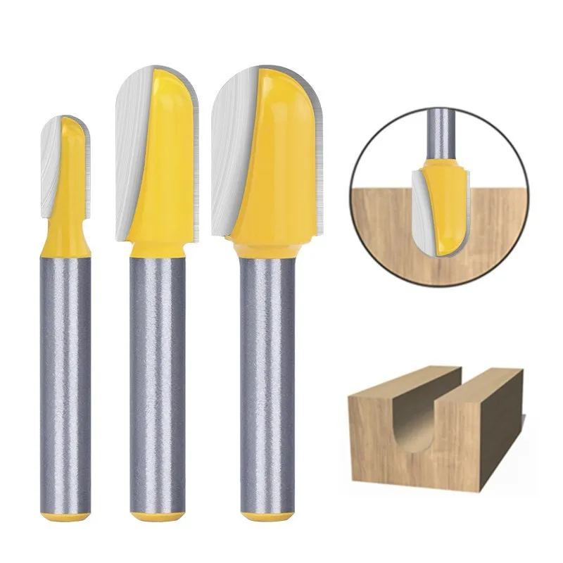 CMCP Slot Milling Cutter 1/4 Shank Ball Nose Router Bit Carbide End Mill Core Box Sloting Milling Cutter for Woodworking Tool