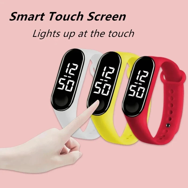 Montre de sport numérique LED étanche pour enfants, montre intelligente en silicone pour adolescents garçons et filles, jouet tactile de dessin animé pour enfants, mode