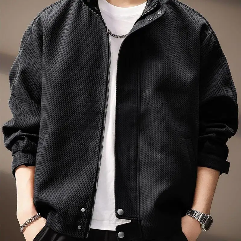 

Элитная мужская куртка в японском ретро-стиле с воротником-стойкой, свободного кроя, повседневная, с длинными рукавами, осенняя новинка