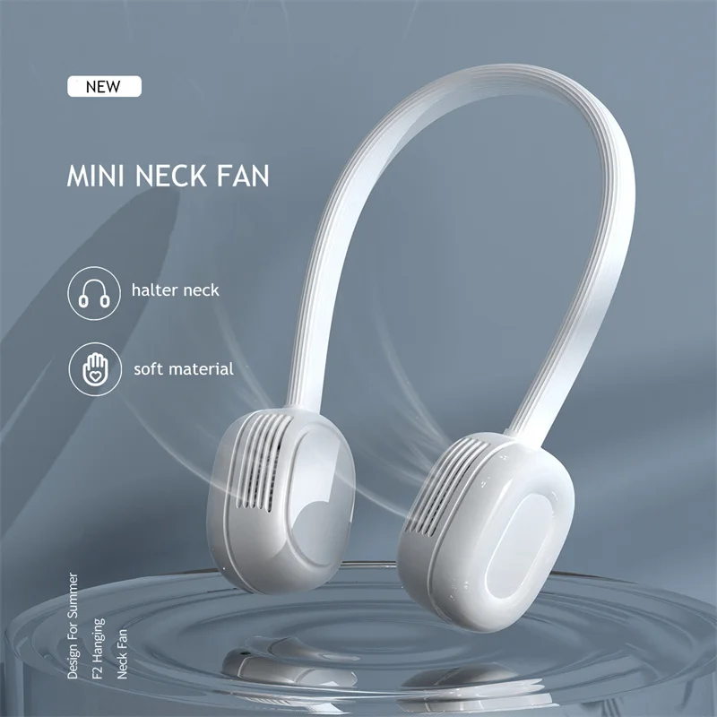 여자를위한 휴대용 소형 목 팬 Bladeless 팬 재충전 용 Leafless 거는 팬 공기 냉각기 냉각 착용 할 수있는 Neckband 팬