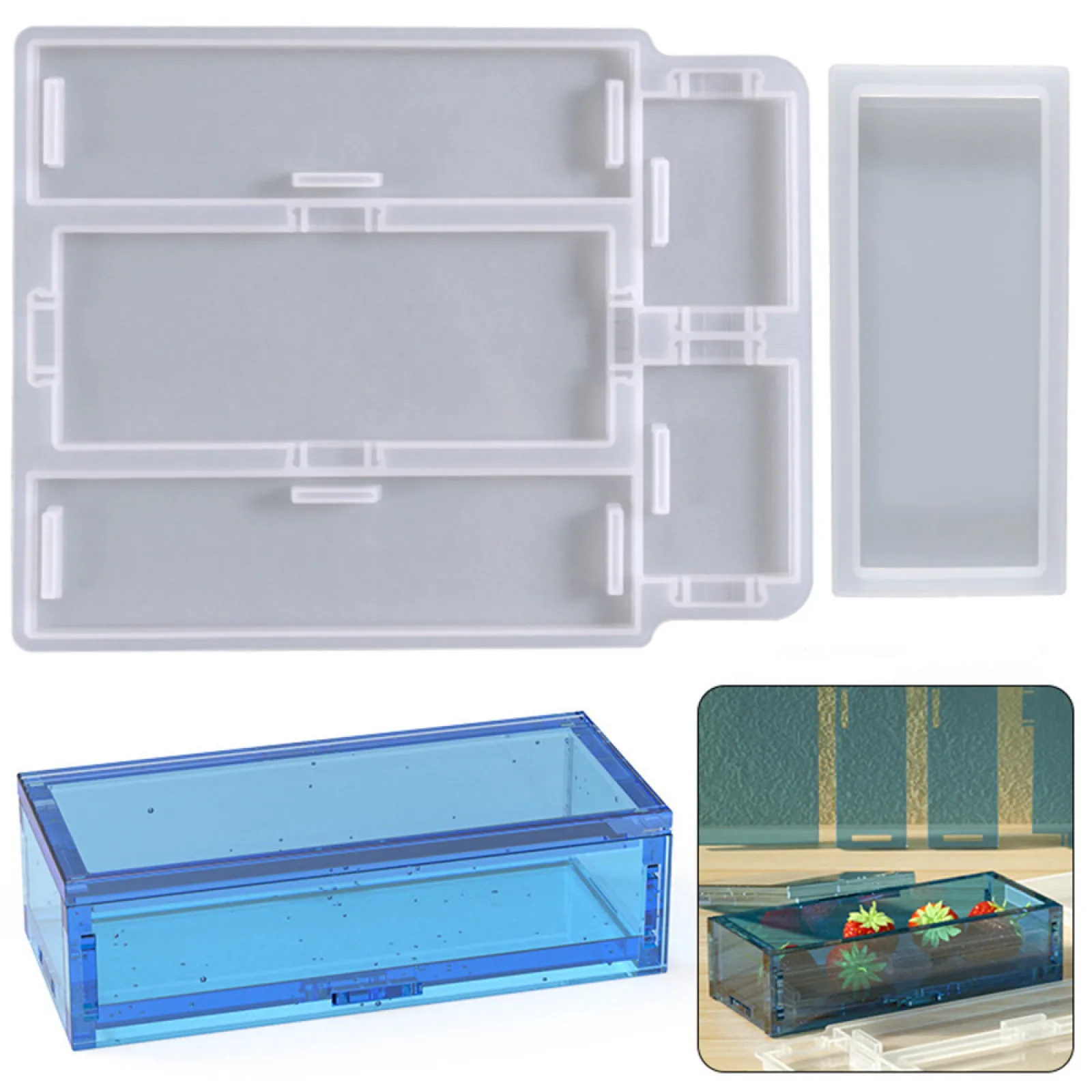 

DIY Epoxy Resin Mold Silicone Mold DIY Jewelry Pendant Storage Organizer Tray Mold Square Rectangular Silicone Mold