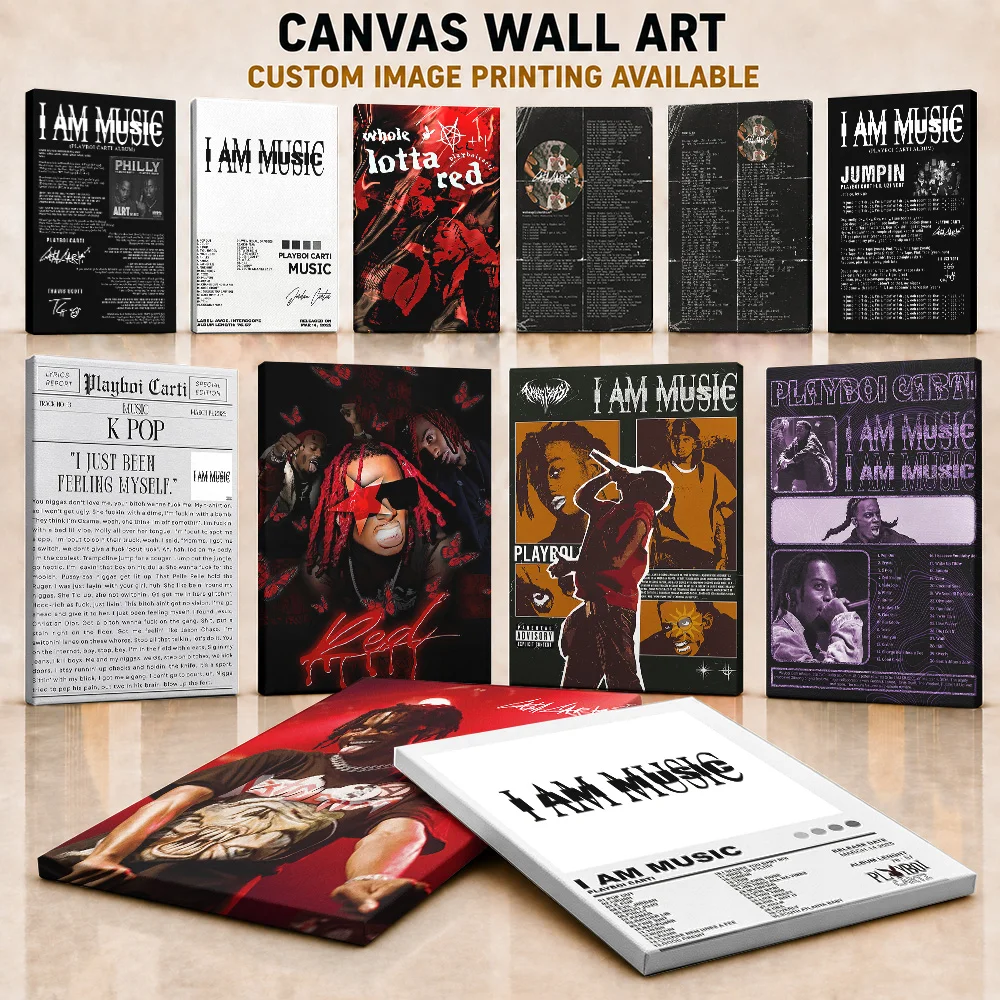 Playboi Carti Canvas Print Poster Customized Photo With Urban Hip Hop Portrait Style Wall Art For Bedroom Studio Rap Fan Gift