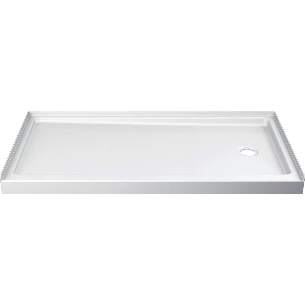 Faucet 60 x 30 Left-Drain Shower Base, High-Gloss White