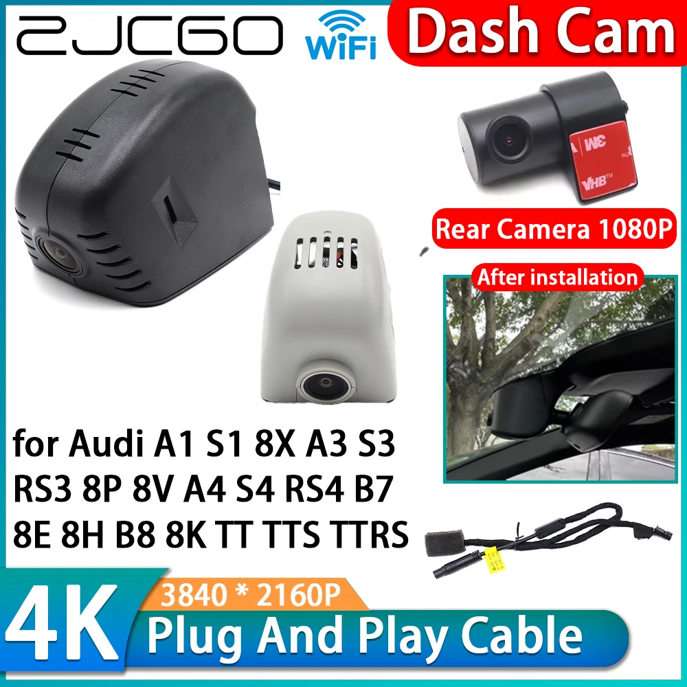 

for Audi A1 S1 8X A3 S3 RS3 8P 8V A4 S4 RS4 B7 8E 8H B8 8K TT TTS TTRS 4K Wifi Car DVR Video Recorder Dash Cam Front Rear Camera