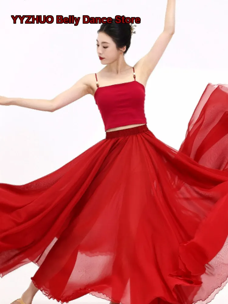 Silk Classical Dance Practice Wine Red Bottom Inner Camisole Modern Dance Top