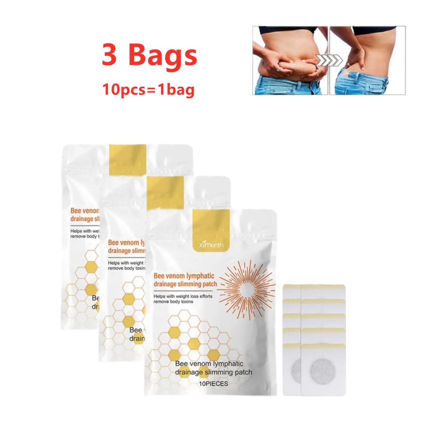 

30 Pieces Bee Slimming Patch Body Sculpting Belly Stickers Fat Burning Weight Loss Body Firming Waist Thin Arm Slim Navel