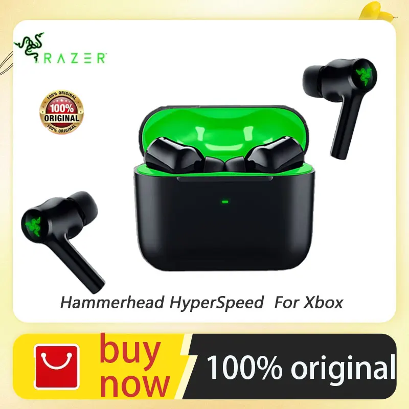 Razer Hammerhead HyperSpeed Wireless Multi-Platform Gaming Earbuds For Xbox Mobile: Bluetooth 5.2 - RGB Chroma - 30 Hr Battery