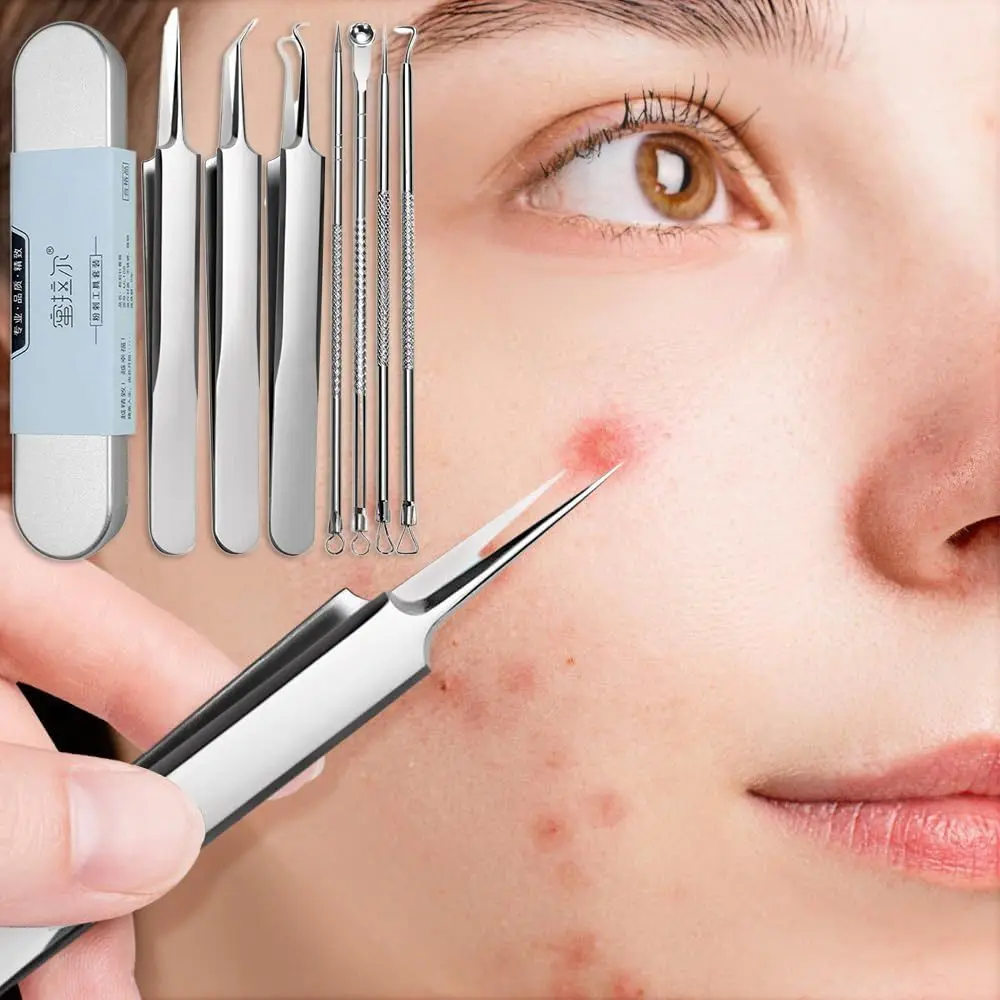 مجموعة أدوات إزالة الرؤوس السوداء من الفولاذ المقاوم للصدأ، ملاقط احترافية لإزالة الرؤوس السوداء للوجه، ملاقط متينة