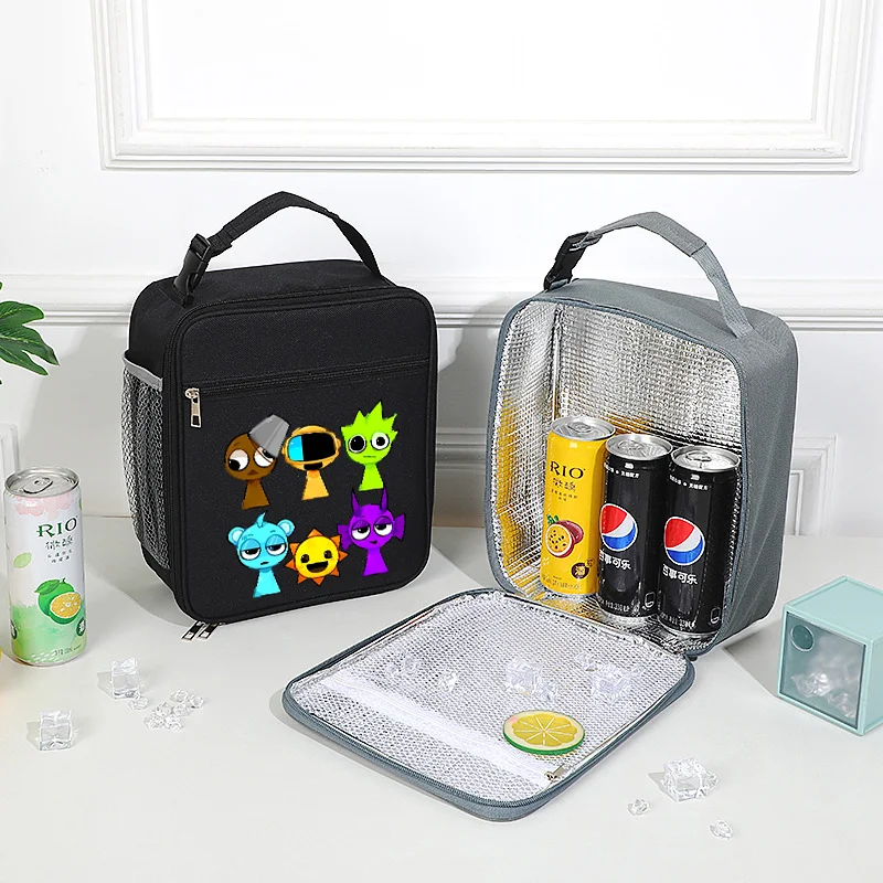 Sprunki Lunch Bag Cationic Series Waterproof Portable Insulated Lunch Box Rice Drink Anime Bento Packet Thickened Ice Pouch Gift