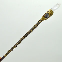 Natural White Crystal Handmade Jewelry Magic Wood Stick Witch Princess Cosplay Props Obsidian Fairy Wand Party Halloween Gifts