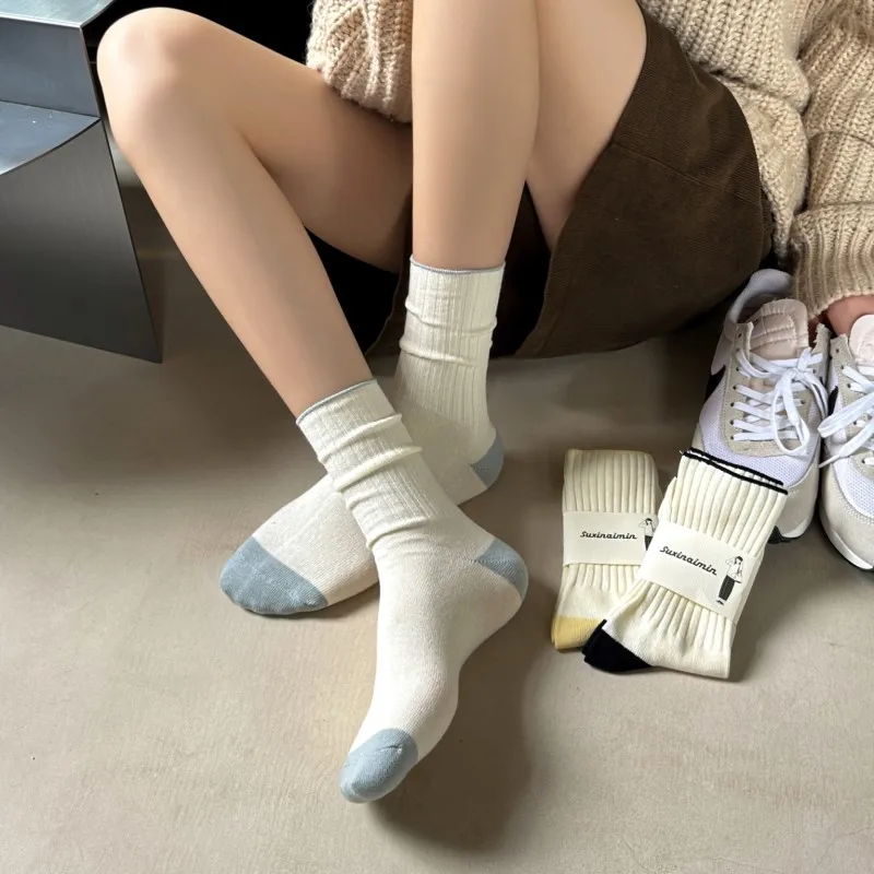 

Women Socks Mid Calf Solid Color Stockings Leisure Casual Soft Skin Friendly Comfortable Wear for Women Fashion Socks Simple