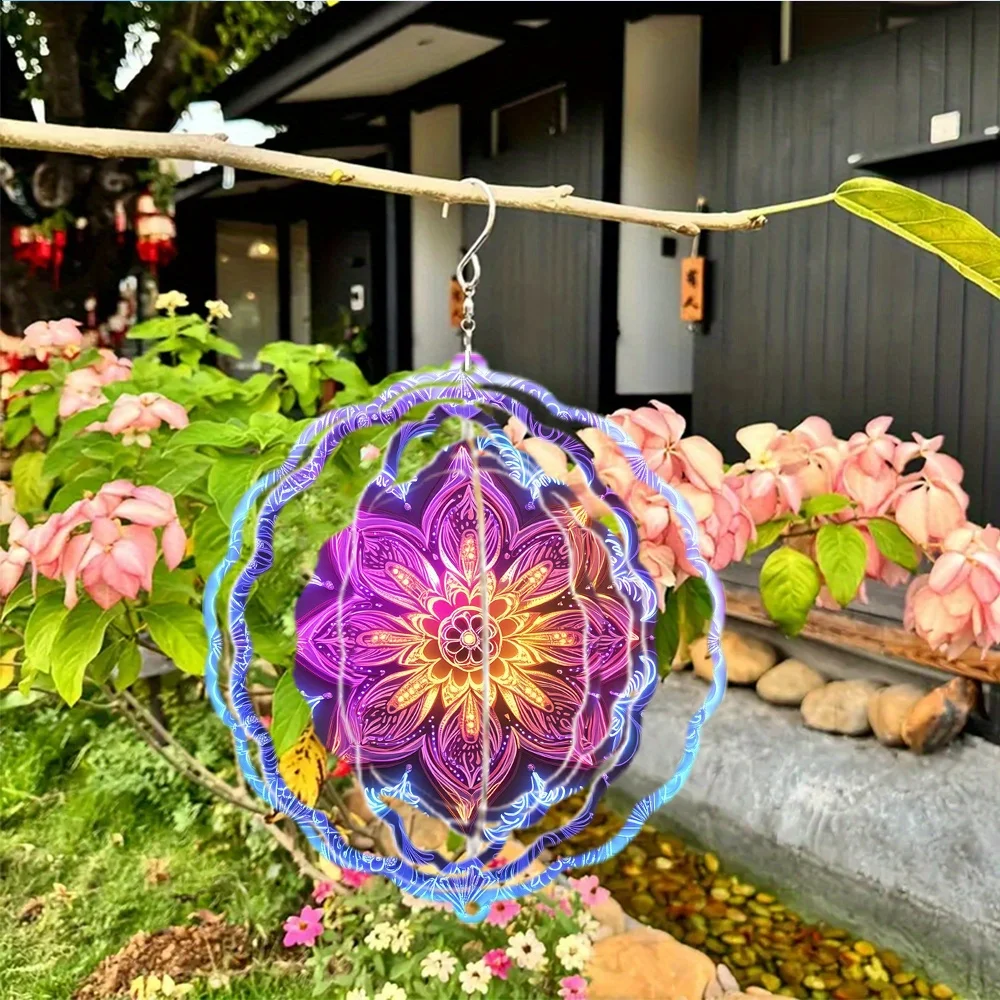 Retro Mandala Waterproof Aluminum Wall Art 25cm Durable Metal Decor For Living Room Bedroom Patio Yard