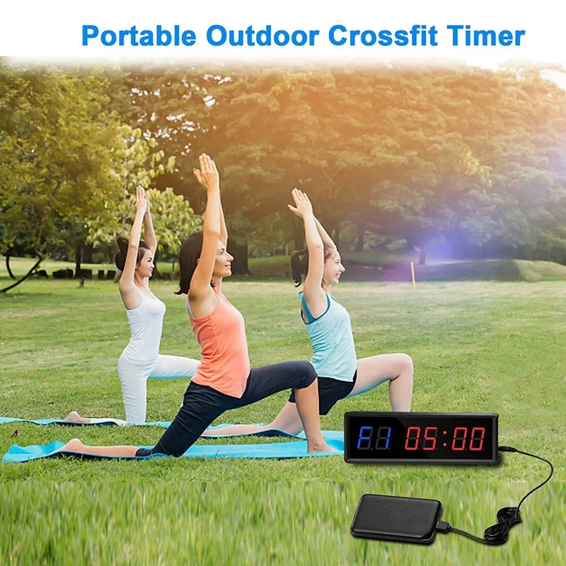 Gym Timer,LED Interval Timer Digital Countdown Wall Clock Fitness Timer,1.5Inch Digits Down/Up Clock Stopwatch For Home