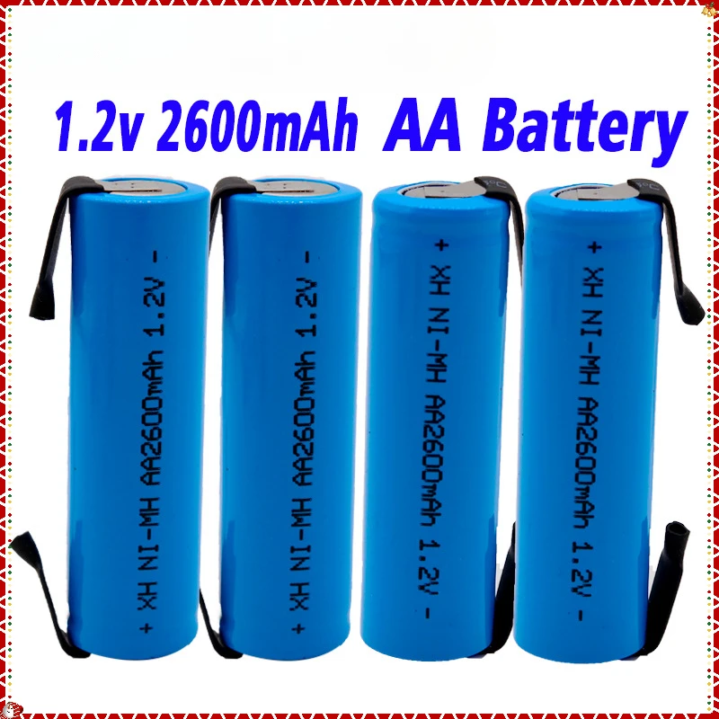 New AA Nickel Hydrogen Rechargeable Battery 2600mAh 1.2V with Nickel Spot Welding Connection for Shaver Battery