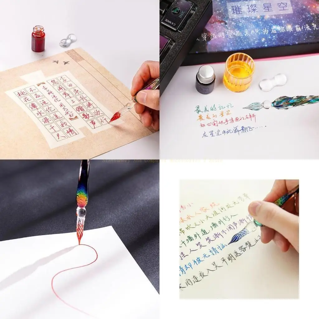 

Crystal Glass Dip Pen для творческой каллиграфии ручной работы для W/ Gold Powder S