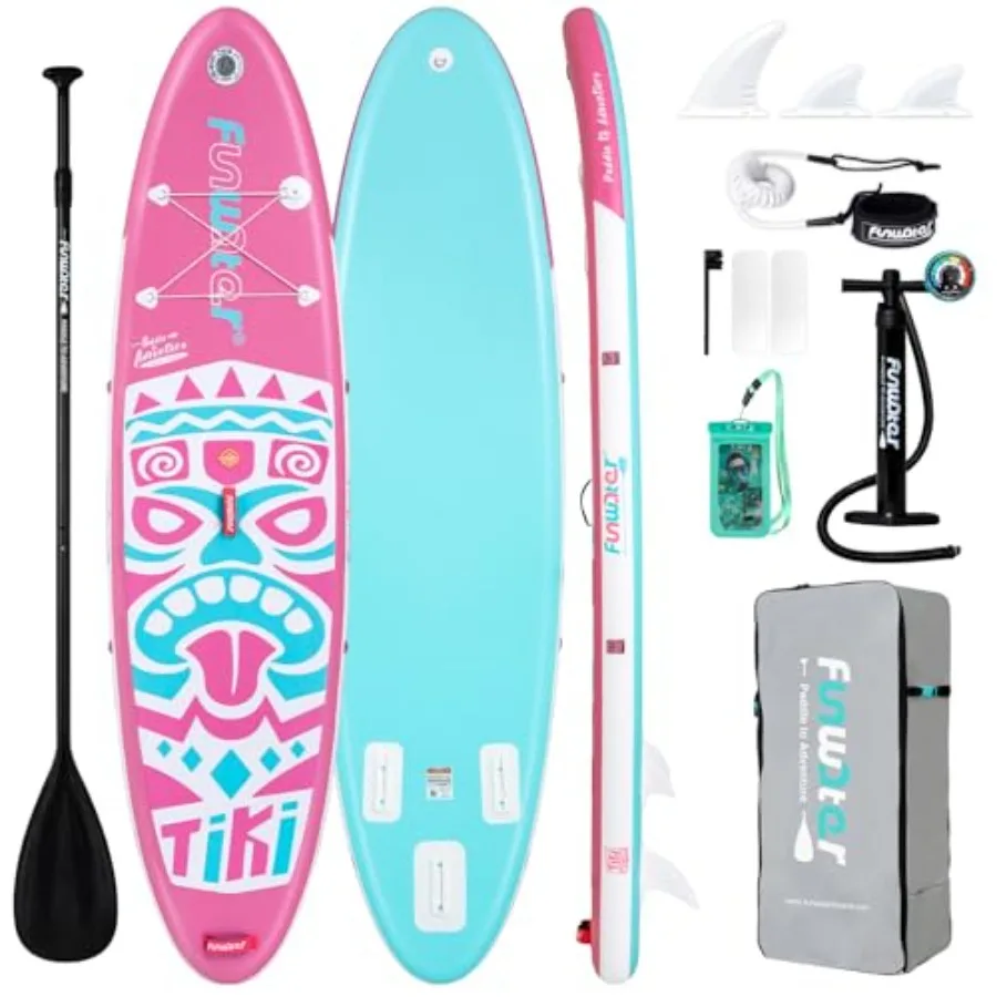 Inflatable Stand Up Paddle Board for adults youth, PVC drop-stitch material, blue/gray, ultra-stable wide deck with anti-slip E